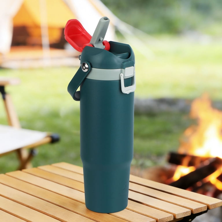 Ozark Trail 30oz Vacuum-Insulated Stainless Steel Dual Lid Insulated Tumbler, Double Wall Vacuum Insulated Travel Tumbler with Sip & Chug Lid,, Green