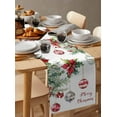 thumbnail image 6 of Christmas Balls Burlap-Cotton Table Runner 90 Inches Long,Red Green Xmas Botanical Poinsettia Farmhouse Table Runners,Outdoor Dining Tablecloths Decor for Baby Shower Party Wedding 13x90, 6 of 9