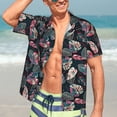 thumbnail image 5 of Lsque Colorful Tropical Leaves pattern Hawaiian Shirt for Men, Unisex Summer Beach Casual Short Sleeve Button Down Shirts-Large, 5 of 9