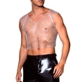 thumbnail image 4 of INSPIRE CHIC Men's V-Neck Sleeveless Party Shiny Mesh Rhinestone Tank Top M White, 4 of 6
