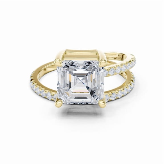 GIMELIS 3.0 CT Asscher IGI Certified Lab Diamond Bridal Set, 10K Gold