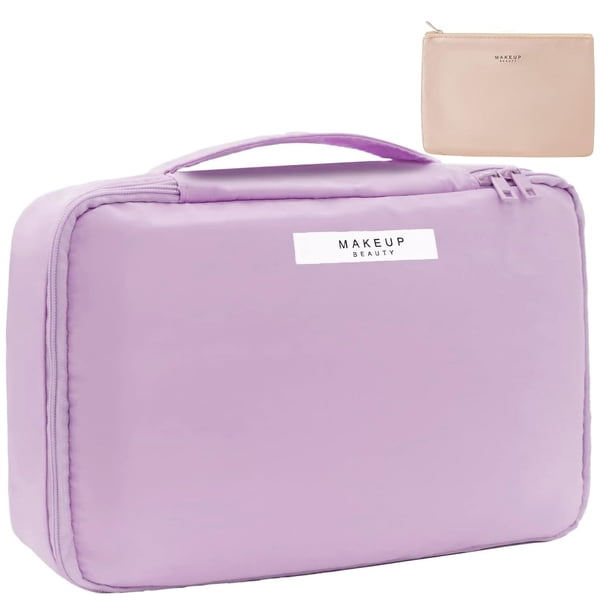 Neceser de viaje para maquillaje y cosméticos, ideal para mujeres y hombres (morado).
