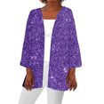 thumbnail image 2 of Frostluinai Womens Cardigans Sparkly Open Front Kimono Cardigans Long Sleeve Glittle Print Cover Up Casual Loose Party Jackets, 2 of 5