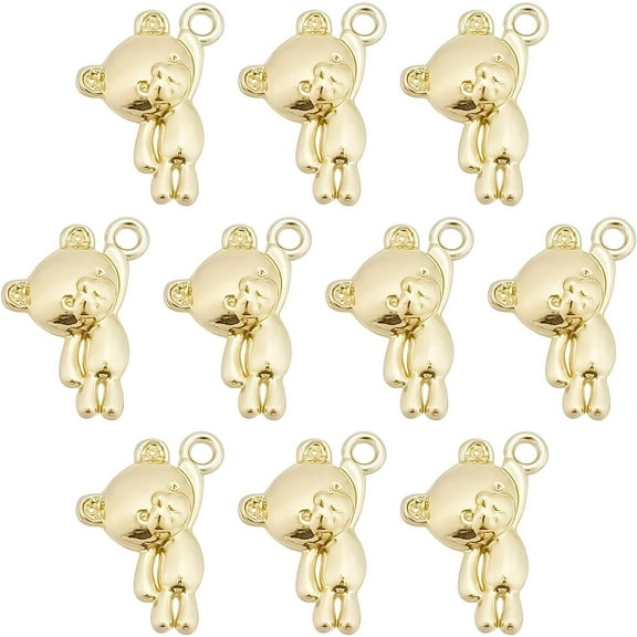 1 Box 48pcs Small Bear Charms Bulk Mini Bears Charms Gold Cartoon Charms Rack Plating Alloy Charms Little Bear Dangle Charm