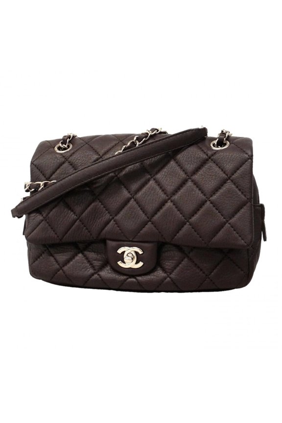 Pre-Owned Chanel Matelass Shoulder Bag, Double Chain, Calfskin, Brown, Women's