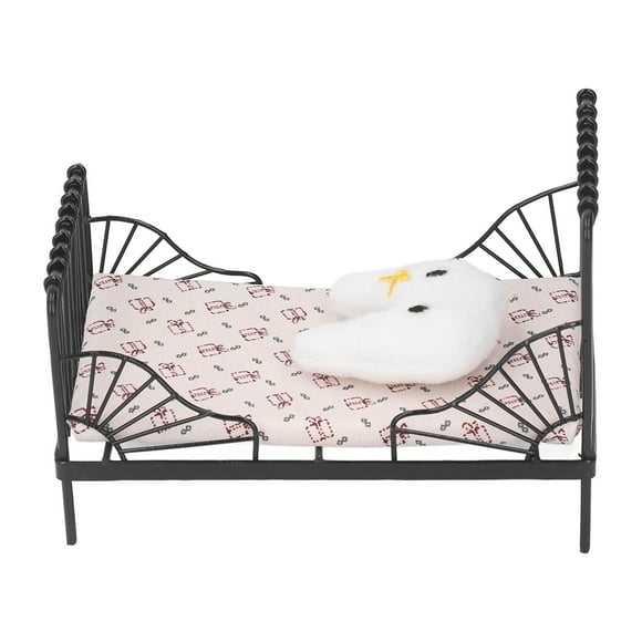 1:12 Miniature Bed, Mini Children Metal Bed Miniature Dollhouse Bedroom Accessory Dollhouse European Style Black Display Dollhouse Accessories