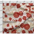 thumbnail image 2 of Soimoi Chinese Floral Printed, Japan Crepe SatinFabric, by The Yard 54 Inch Wide, Decorative Sewing Fabric for Dresses Kimonos Gowns, Red & Beige, 2 of 5