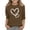 Brown, variant on TIREOW Girls T Shirt Double Heart Print 3/4 Sleeve Crew Neck Tee Top Kids Cute Casual Versatile T Shirts