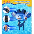 thumbnail image 5 of MoKo Kids Floaties for 13-30lbs/30-70lbs, Water Wing Swimming Training Equipment with Crotch Strap and Whistle, Blue Surf Shark, 5 of 9