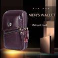 thumbnail image 4 of Riñonera Masculina Riñonera de piel de vaca para hombre, cartera para teléfono móvil con cremallera de negocios (rojo frijol), 4 of 4