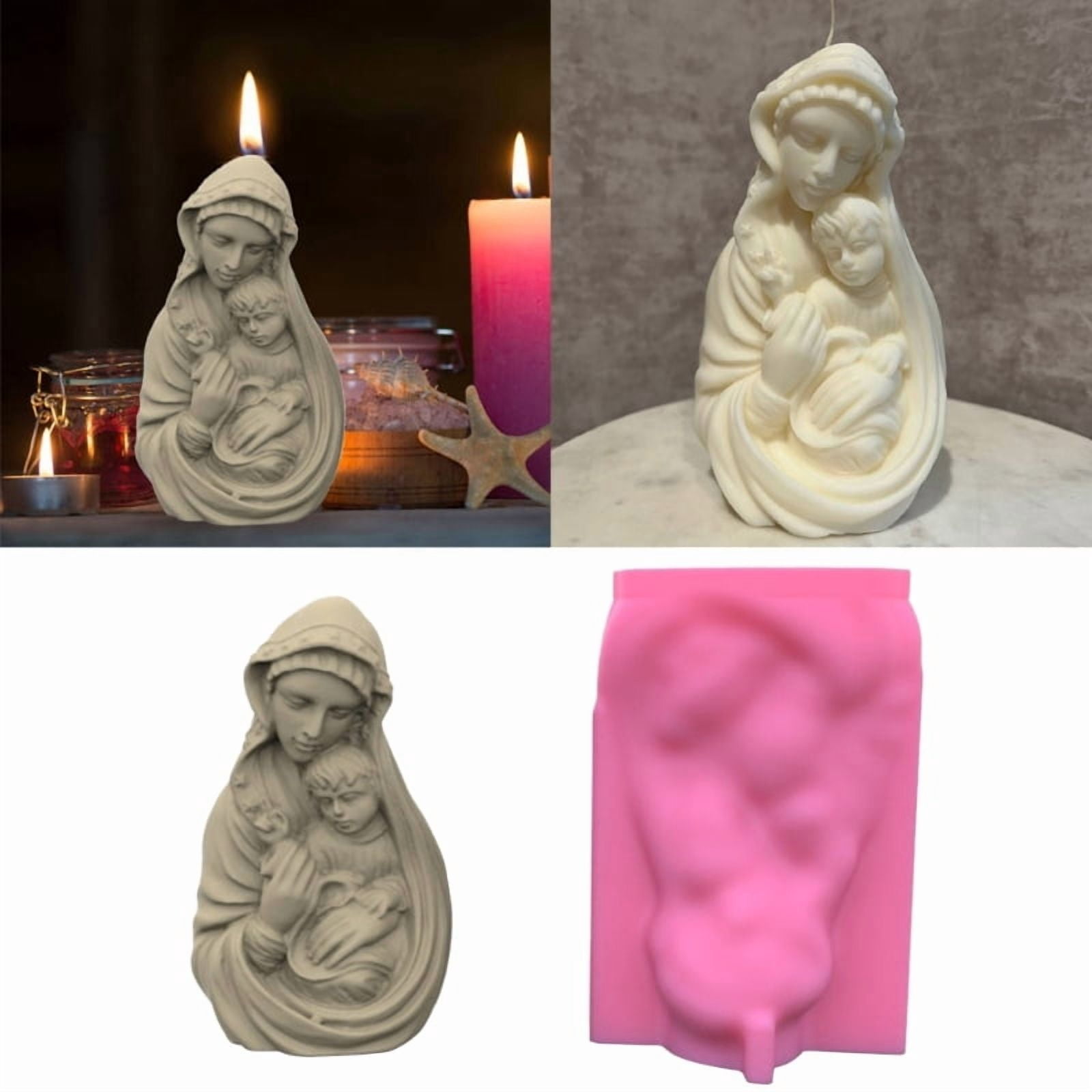 Epoxy Handmade Soap Mold Mary Holds Child Decor Candle Mold for DIY Decoration Making Soap Candle Melt Resin Clay