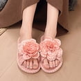 thumbnail image 2 of Xfvqtps Womens Corduroy Open Toe Slide Slippers Warm Flat House Shoes for Bedroom Living Room Fall Winter Cozy Indoor Comfortable Footwear, 2 of 7
