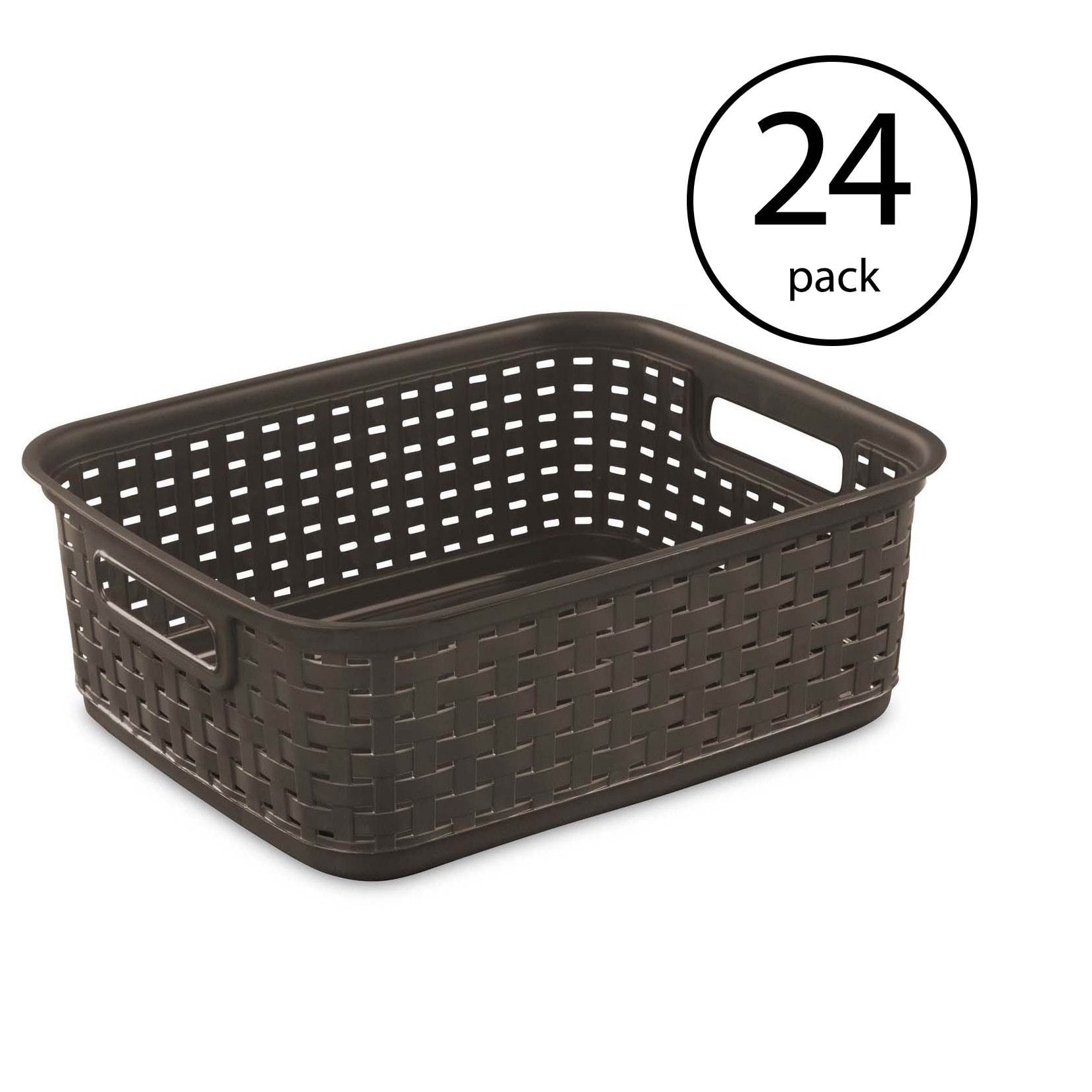 Sterilite Decorative Wicker Style Short Weave Storage Basket, Espresso (24 Pack) - 1