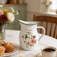 thumbnail image 2 of Enamel Pitcher 1.2 Qt, Vintage White Enamelware Water Pitcher Serving Beverage,Tea,Milk,Coffee,Decorative Flower Pitcher Vase for Kitchen Countertop Living Room Tabletop Decor, 2 of 8
