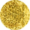thumbnail image 1 of Ahgly Company Machine Washable Indoor Round Abstract Yellow Modern Area Rugs, 8' Round, 1 of 4