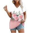 thumbnail image 4 of bnaln Womens Summer Tops Trendy Short Sleeve Tshirts Floral Boho Shirts V Neck T Shirts Elegant Flowy Tunic Tops Fashion Loose Fit Pullover Y2K Going Out Tops Holiday Tees, 4 of 4