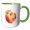 Green/White, variant on 3drose, Image of a Beautiful Peach Fruit with Green Leaf Cool Kitchen Gift, 15oz Mug