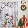 thumbnail image 5 of Small Stall Shower Curtain 36x72 Inch Narrow Half Size Christmas Snowman Bath Curtains Bathroom Decor, Xmas Deer Winter Pine Tree Branches Forest Waterproof Shower Curtain Set with Hooks 36 Inch, 5 of 8