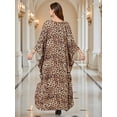 thumbnail image 6 of luopital Women Kaftan Dresses Plus Size V-Neck Batwing Sleeves Beach Cover Up Summer Floral Print Caftan Dress Brown Leopard Spots, 6 of 6