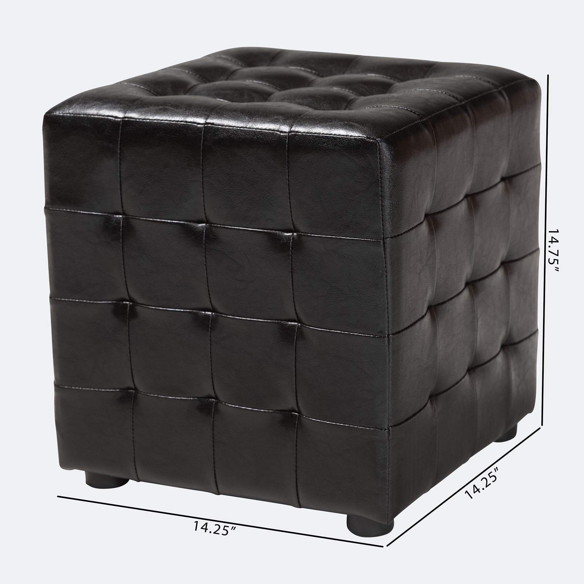 Baxton Studio Siskal Dark Brown Modern Cube Ottoman