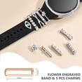 thumbnail image 2 of Comvin Flower Engraved Band Compatible with Samsung Galaxy Watch 8 Band 40mm 44mm/Galaxy Watch 8 Classic 46mm, Cute Soft Silicone Band with Charms Accessories for Women (With Band), 2 of 6