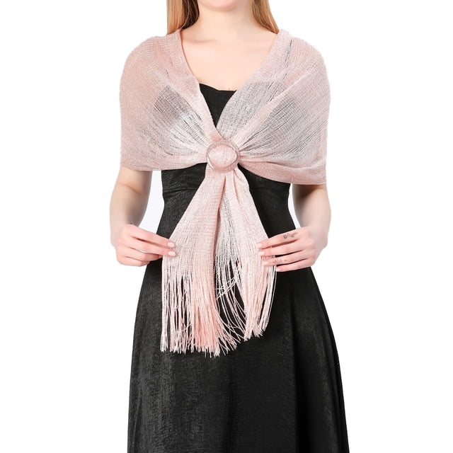 Wraps for Women Fashion Buckle Shiny Metal Shawl Scarf Solid Color Wrap Accessory for Elegant Outfits