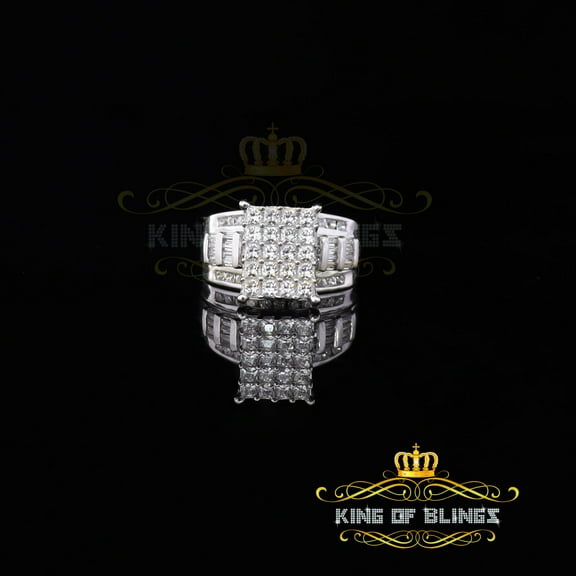 King of Bling's 925 Sterling White Silver Cinderella 1.10ct Cubic Zirconia Women's Ring Size 8