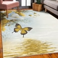 thumbnail image 3 of Floral Decorative Rug, Nature Theme Wild Flowers Monarch Flying Butterflies Lily on Lake Therapy Spa, Quality Carpet for Bedroom Dorm and Living Room, 6 Sizes, Earth Yellow, by Ambesonne, 3 of 4