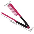 thumbnail image 4 of Peine alisador de cabello con diseño curvo en forma de V, antiencrespamiento, ideal para viajes. Cepillo rosa fucsia., 4 of 5