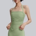 thumbnail image 5 of hoksml Women's Halter Neck Open Back Yoga Top, Ruched Waist Asymmetrical Hem Workout Tank Top with Built-in Bra, 5 of 6