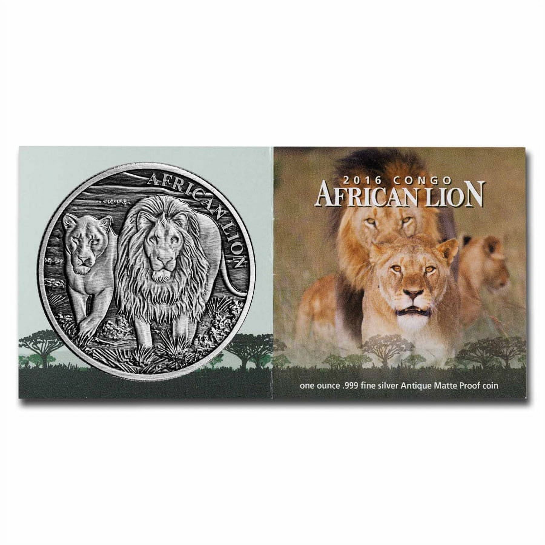 Lionページ 2016 Rep. of Congo 5000 Fr. 1 oz Silver African Lion