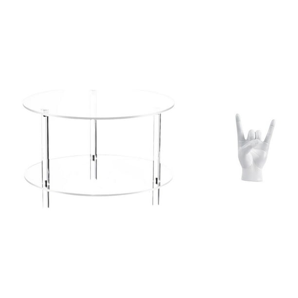 Mesita De Noche Acrílica Con Escultura De Gesto Creativo De La Mano. Mueble Compacto Para La Mesita De Noche, Ideal Para La Sala De Estar, El Dormitorio O Un Apartamento. Fácil De Armar.