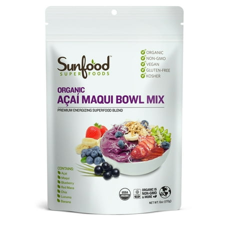 Sunfood Superfoods Organic Acai Maqui Bowl Powder, 6.0 (Best Acai Powder For Acai Bowl)