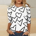 thumbnail image 4 of Xuyuer Women's Casual 3/4 Sleeve T-Shirts Round Neck Cute Tunic Tops Basic Tees Blouses Business Work Tee Top Summer Tunic Tops Dressy T-Shirts Pleated Shirts Fit Pullover Tshirts, 4 of 8