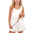 thumbnail image 2 of Tranfacy Vêtements d'Été pour Filles Couleur Unie Col Rond Sans Manches Haut Mode avec Short Tenue d'Intérieur Décontractée Ensemble 2 Pcs, 2 of 7