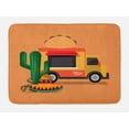 thumbnail image 1 of Mexican Bath Mat, Taco Food Truck with Sombrero a Cactus Music Maracas Instrument Print Latin America, Plush Bathroom Decor Mat with Non Slip Backing, 29.5" X 17.5", Multicolor, by Ambesonne, 1 of 2