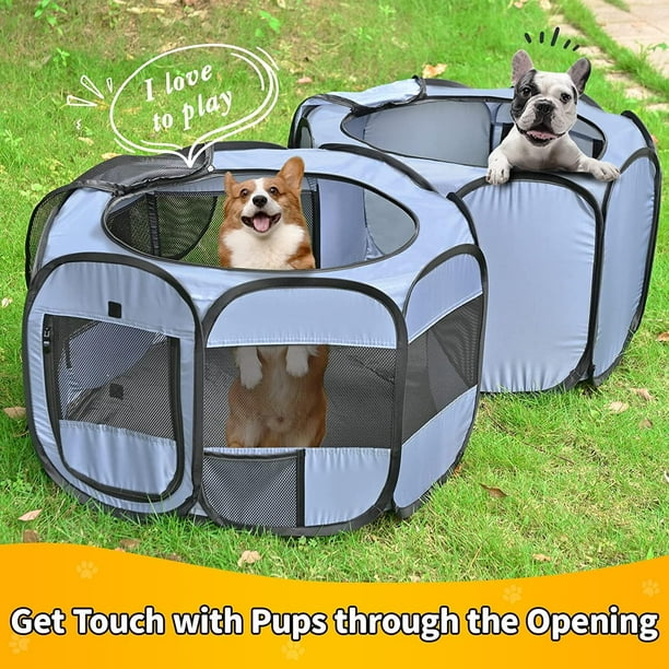 Puppy Playpen Portable Cat Playpen Collapsible Dog Crates for Small Dogs Condo for Dog Cat Kitten Outdoor Indoor Play Tent Double Room