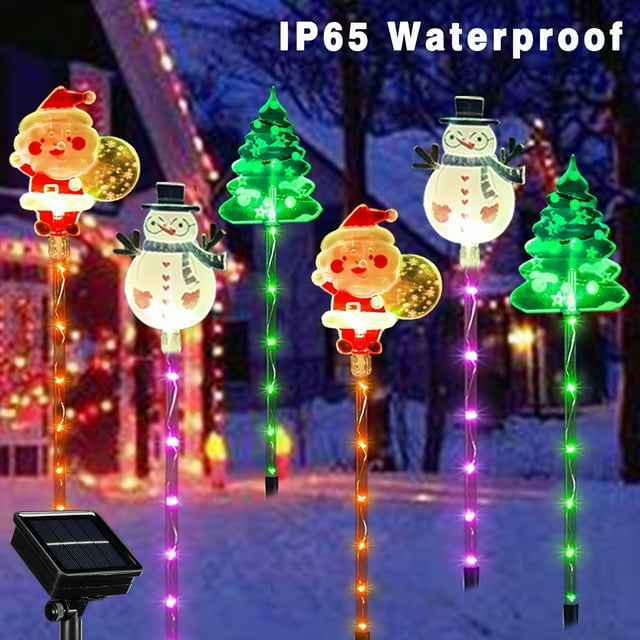 SDNall Outdoor Christmas Decorations, Christmas Lights Outdoor, 6-Pack of Moving Christmas Lights Led Waterproof Solar Christmas Lights Outdoor Decorations Solar Courtyard Tree Snowman Reindeer