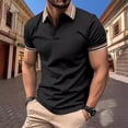 thumbnail image 1 of Shirts for Men, Mens Patchwork Fallow Button Round Neck Sports Short Sleeve Shirt, 1 of 6