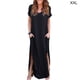 thumbnail image 2 of Qarigey Vestido de mujer con cuello en V Abertura Vestido largo Chica Ropa de manga corta Vestidos negro XXL, 2 of 4