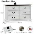 thumbnail image 3 of FANRAL Farmhouse 6 Drawer Dresser,Rustic Dresser for Bedroom,Chest of Drawers with Metal Handle,Wooden Dressers for Closet,White Dresser, 3 of 8