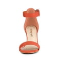 thumbnail image 3 of BLISSFUL STEP Women's Shoes Ankle Strap Block Heel Buckle Open Toe Sandals Orange 7, 3 of 9