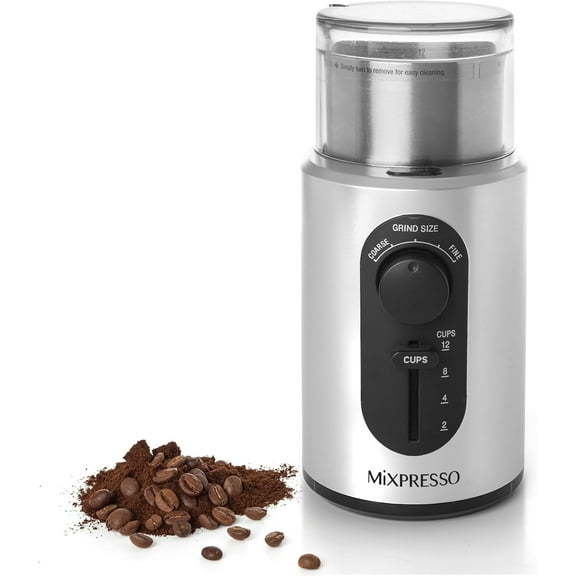 Mixpresso 12-Cup Electric Coffee Grinder, Stainless Steel Blade