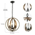thumbnail image 5 of LNC 3-Light Distressed Brown and Matte Black Globe Chandelier, Farmhouse Light for Kitchen, 5 of 13