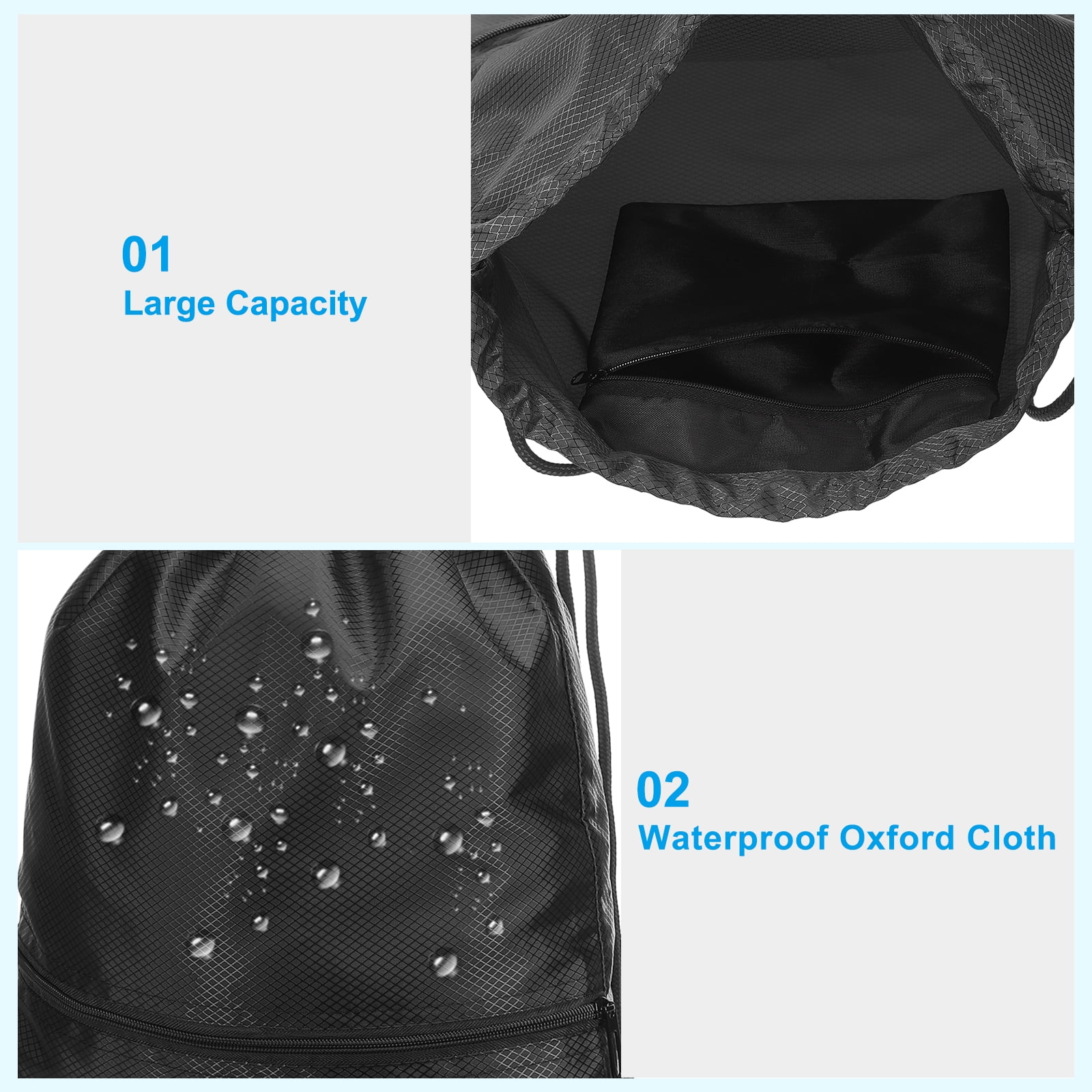 Uxcell Drawstring Backpack Bags Drawstring Gym Bag with Zip Pocket