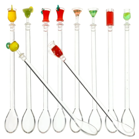 BRIGHTFUFU Cocktail Drink Mixer Acrylic Assorted Color 10Pcs 9.1In