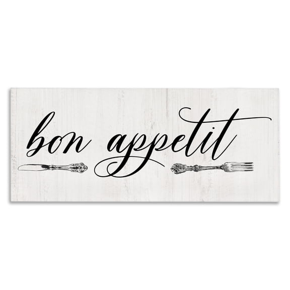 Stupell Industries Farmhouse Bon Appetit Vintage Cutlery Canvas Art, 40 x 17, by Carol Robinson