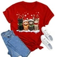 thumbnail image 3 of Womens Fall Christmas Tops Cute Cartoon Cat Print Short Sleeve Crewneck Summer Casual Plus Size Tees Tops, 3 of 3