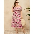 thumbnail image 4 of Yesfashion Women Plus Size Off Shoulder Maxi Dress Ruffle Flowy Casual Summer Boho Long Dresses, 4 of 8
