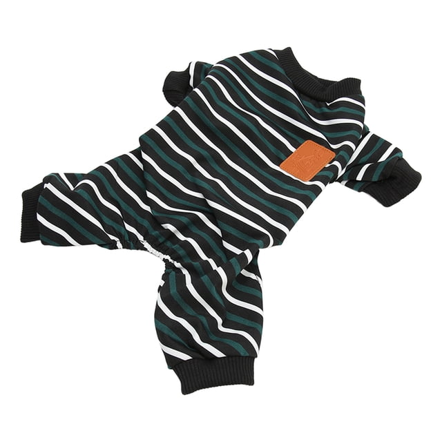 Striped Dog Pajamas with Ribbed Cuffs, Open Tummy Design, Premium Fabrics - Suitable for a Wide Range of Scenes